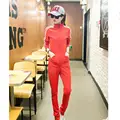 2016 Spring Tracksuit Women Slim Long Sleeve Coat Long Pants Leisure Two piece Sports Clothes Plus