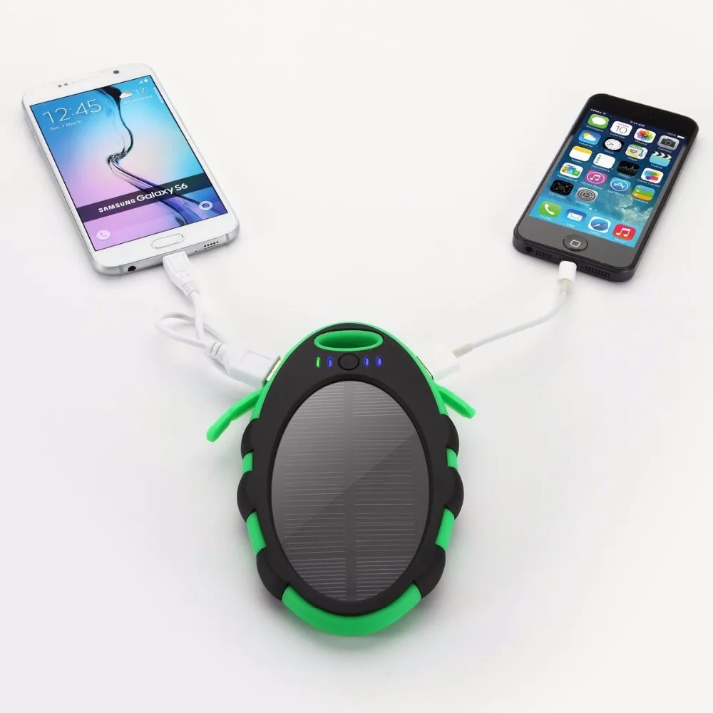 Ultra slim Waterproof Rohs Solar Cell Phone Charger Power Bank 5000mAh with LED Torch light - ANKUX.COM