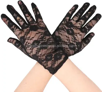 short white lace gloves