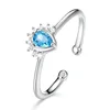 Ajustable Gemstone Heart Shaped Stone Ring 925 Silver Sterling Cubic Zirconia Ring For Women