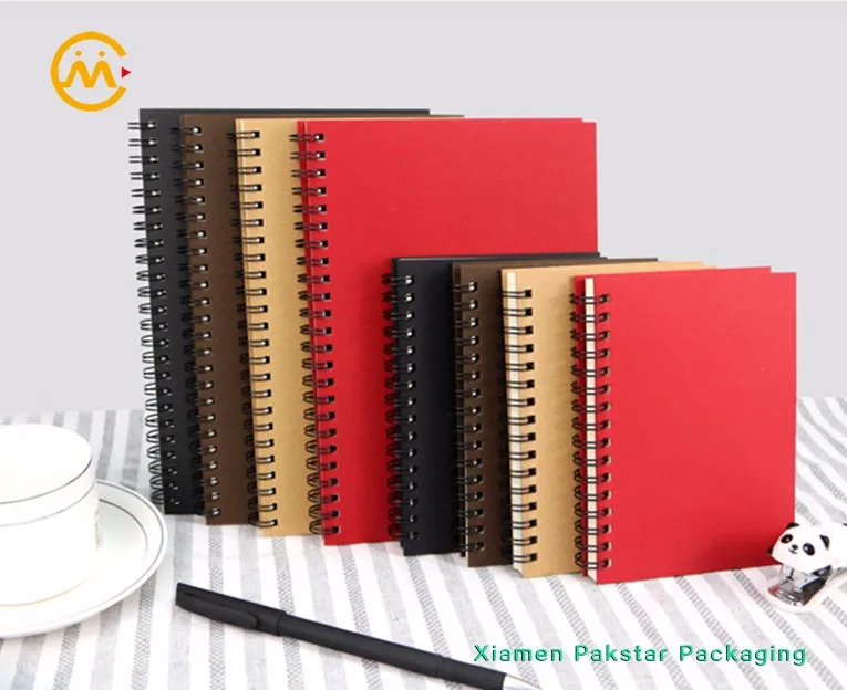 Wholesale Eco Kraft Paper Hard Cover Custom A5 Spiral Grid Journal
