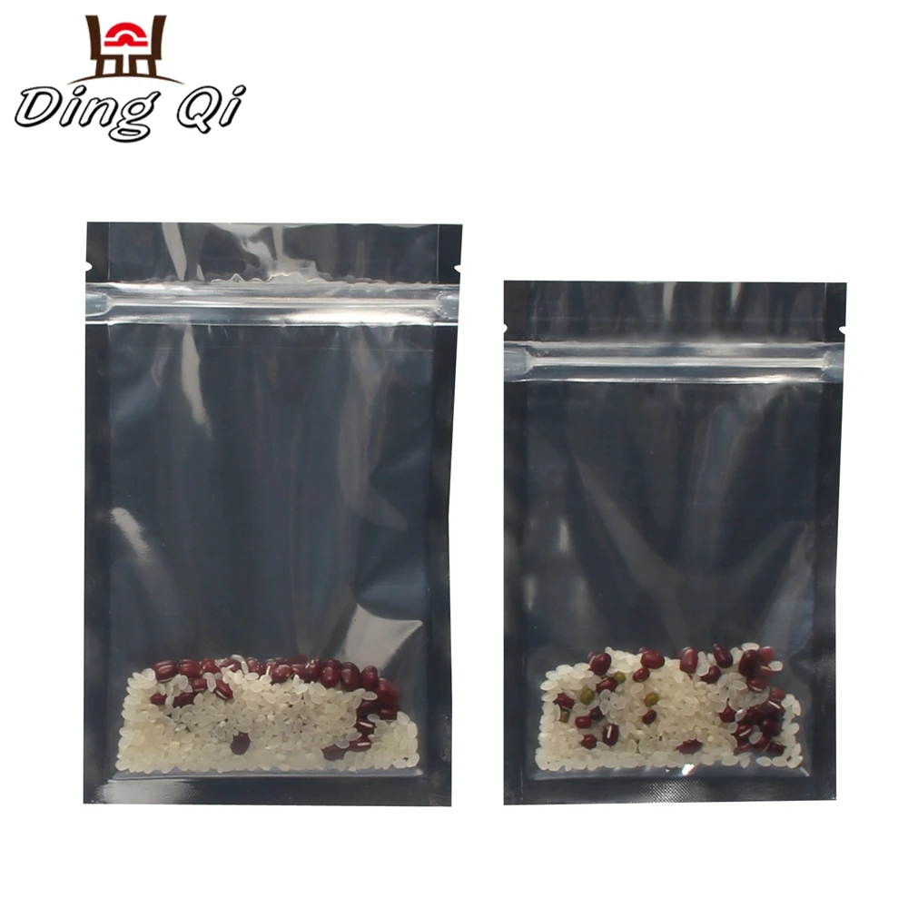 Stock resealable three side seal aluminum foil bag with zipper