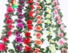 Artificial Cherry Blossoms Hanging Rattan Garland Wreath Fresh Lovely of Flower Vine Leaf for Home Party Garden Fence