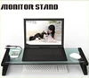 Glass ergonomic LCD computer desktop dual monitor riser stand with USB hub