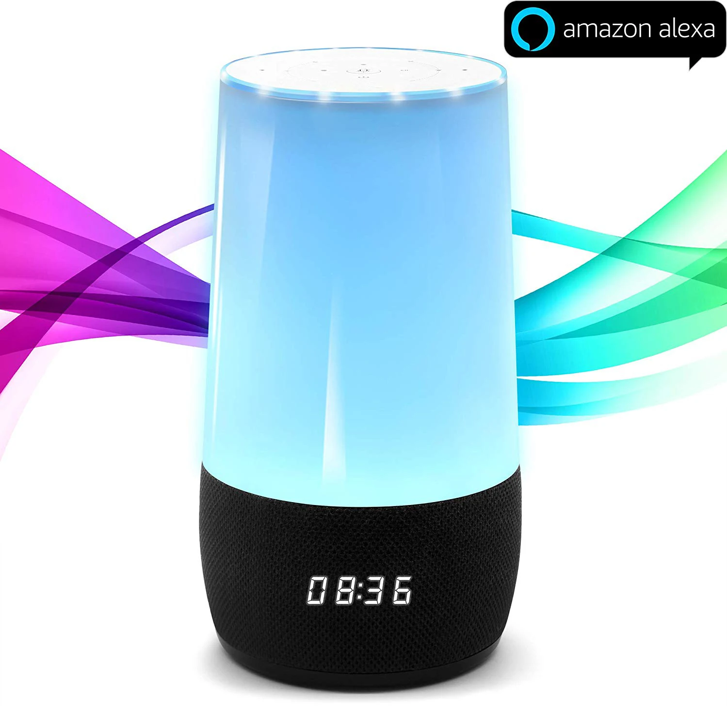 Multi-Color LED Desk Light Lamp GoHawk Lit Alexa Built-in Bluetooth Smart Speaker Home Stereo Audio with Alexa Voice Control Wi-Fi Wireless Music Radio Premium Sound Streaming Multi-Room Play 