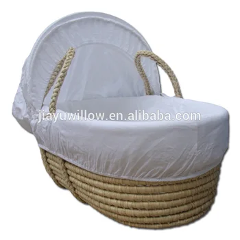 wooden baby basket