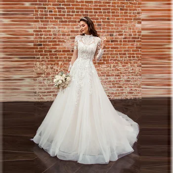Traditional Long Sleeve A Line Lebanon Elegant Wedding Dress With Traditional Long Sleeve A Line Lebanon Elegant Wedding Dress With Heart Cut Back