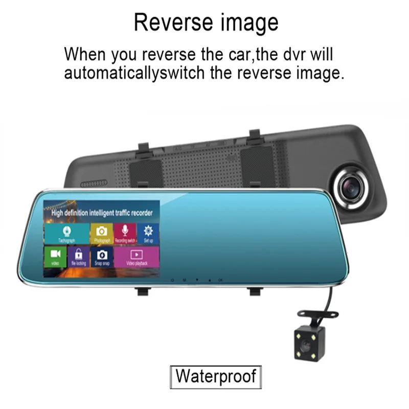 Best And Top Selling Car Side Mirror Camera 4.3" Dual Lens Backup Camera 1080p Car Rearview