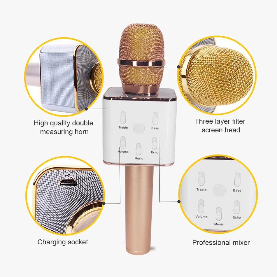 2019 New Design Square Handheld Wireless Bluetooth Karaoke Microphone ...