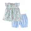 Baby Girl Clothing shivering tops blue shorts summer outfits Easter girls clothes set