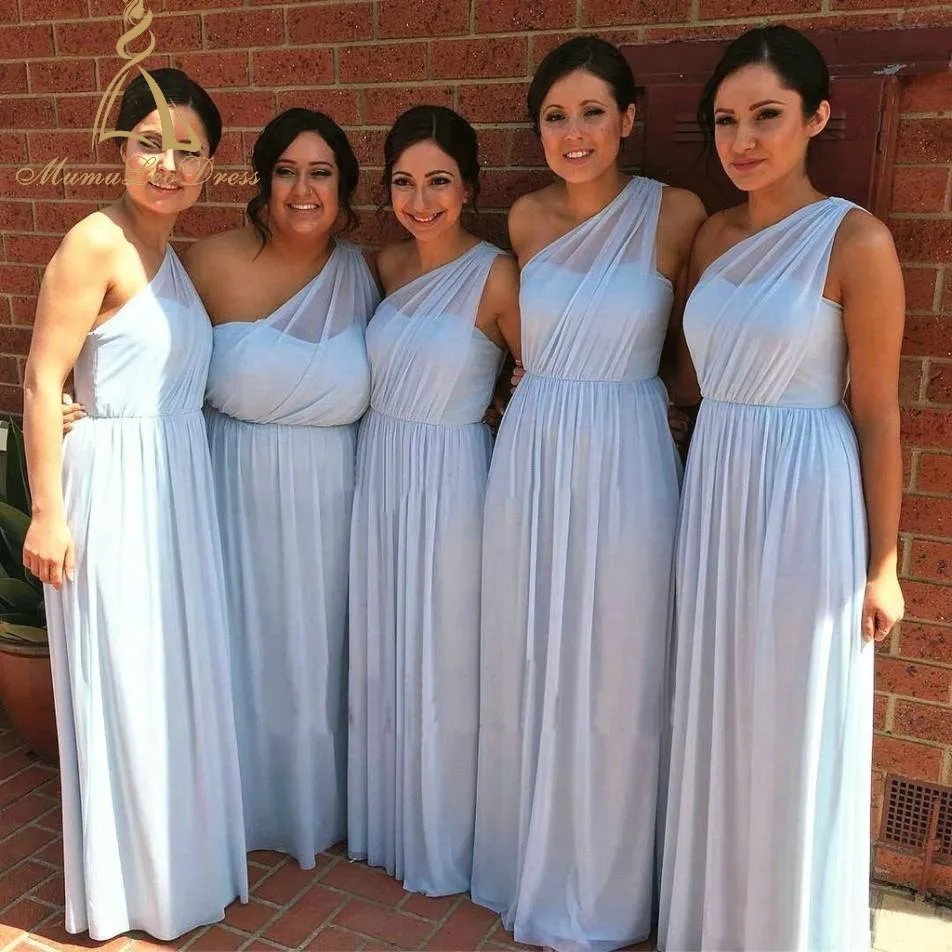 one shoulder chiffon bridesmaid dresses