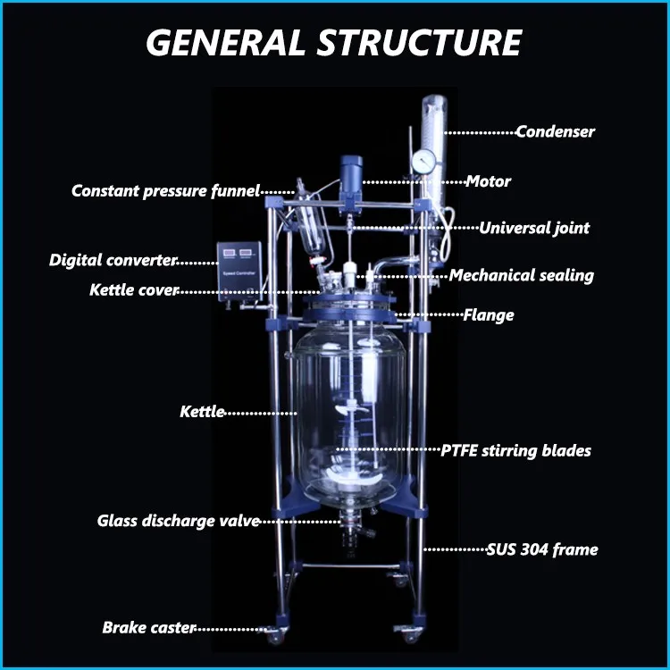 S-100L Glass Reactor Double Liner Brewery Equipment