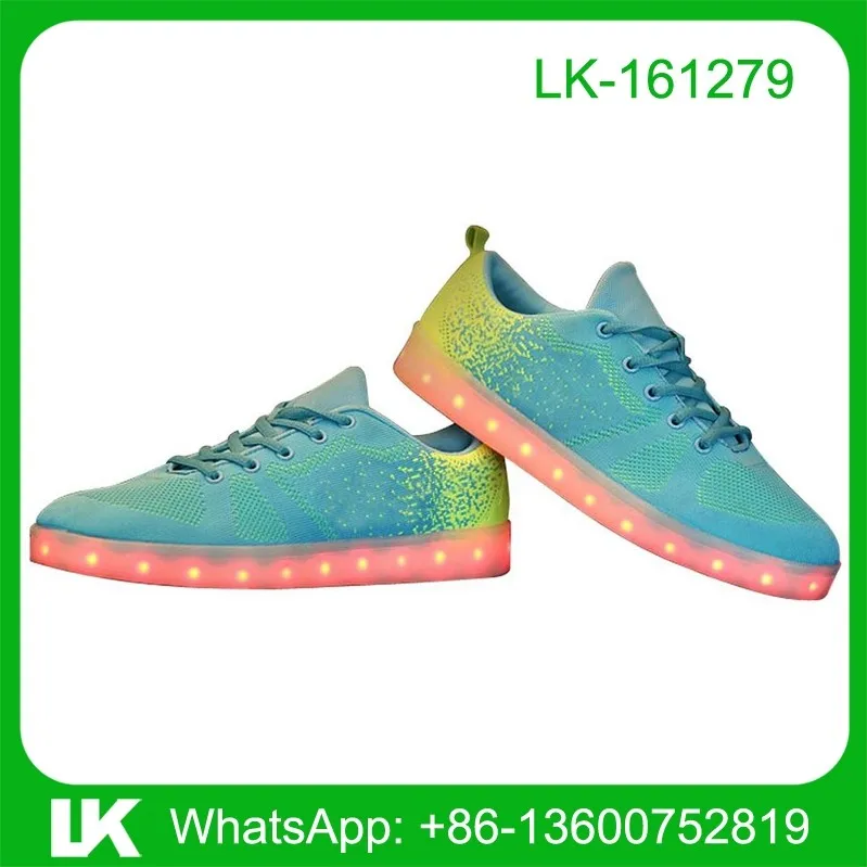 Flyknit led lights skate shoes, flyknit skateboard shoes, led skate shoes for men