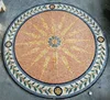 Round shaped marble floor mosaic medallion with leaf border design