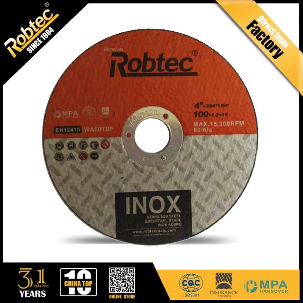 ROBTEC T41 4"x1/16"x5/8" Inox Cut Off Wheel