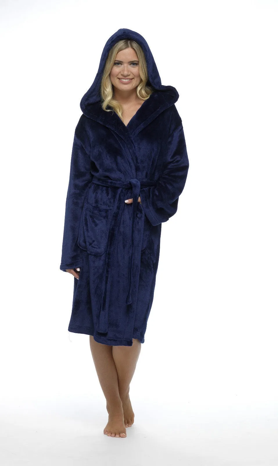 Ladies Dressing Gown Wrap Housecoat Warm Hooded Robe Purple Sexy Coral