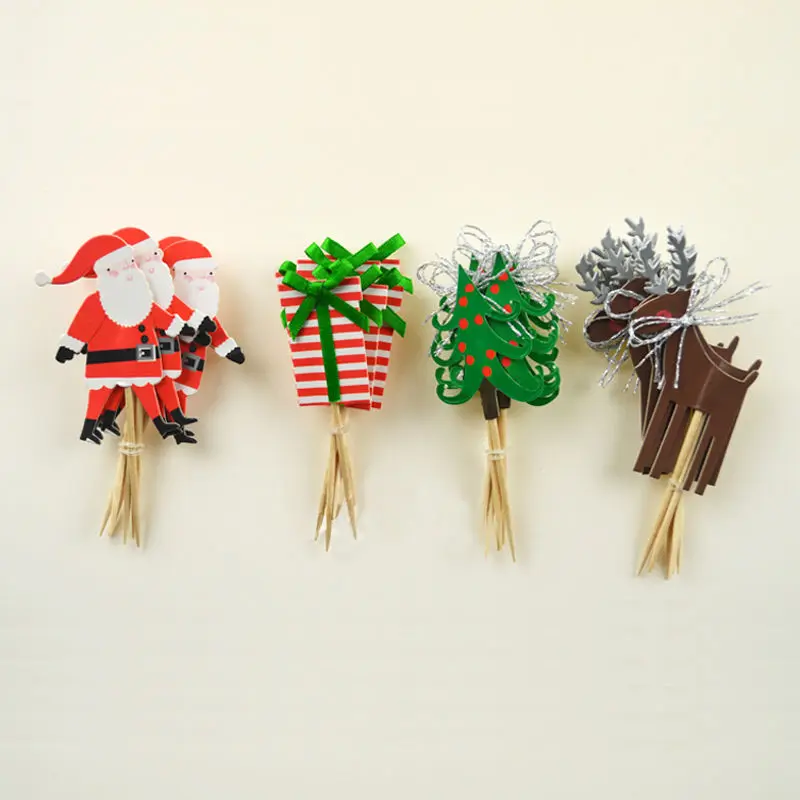 24pcs Christmas Santa Claus Trees Elk Cupcake Topper Picks Twilight Sparkle Ponies Wedding Decoration Party Favors