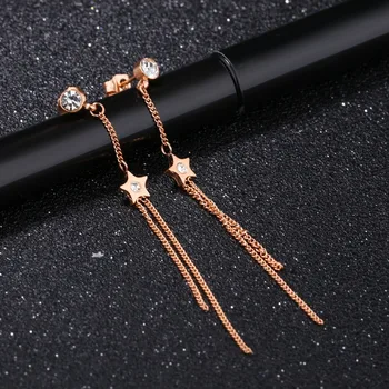 2017 Fashion Earring Designs With White Diamond Stud New Model 18k 2017 Fashion Earring Designs With White Diamond Stud New Model 18k Rose Gold Long Chain Earrings