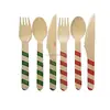 Striped Kit Wooden Cutlery Set with Candy Cane Stripes