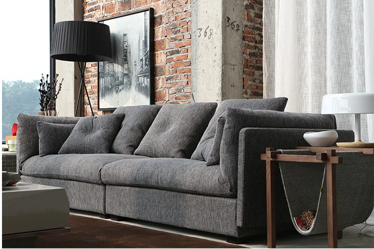 Diseño italiano moderno simple color gris tejido tejido sofá ... Muebles color gris