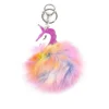 Girls Rainbow Unicorn Plush Keychain Rainbow Faux Rabbit Fur Keychain Handbag Tote Bag Charm Pendant Key Ring CK513