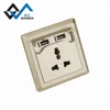 fashion gold color PC+ ABS electrical plug socket usb with CE Rohs test report