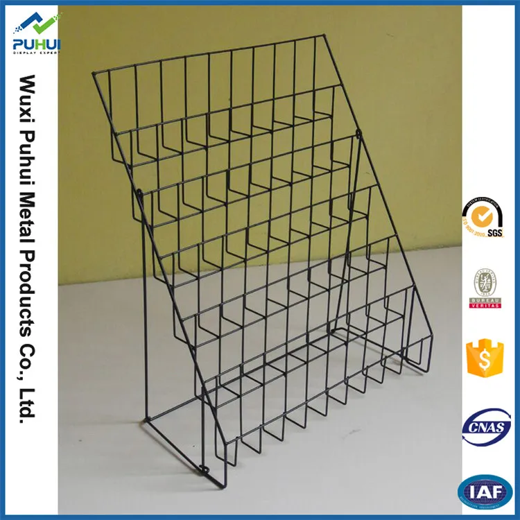 Gift Shop Metal Retail Custom Floor Standing Wire Frame Pocket Swivel