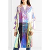 OEM Fashion Design Iridescent Crinkled-vinyl Women Trench Coat