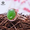 Jade Rose Gold Plated silver Oval shaped engagement ring women rings