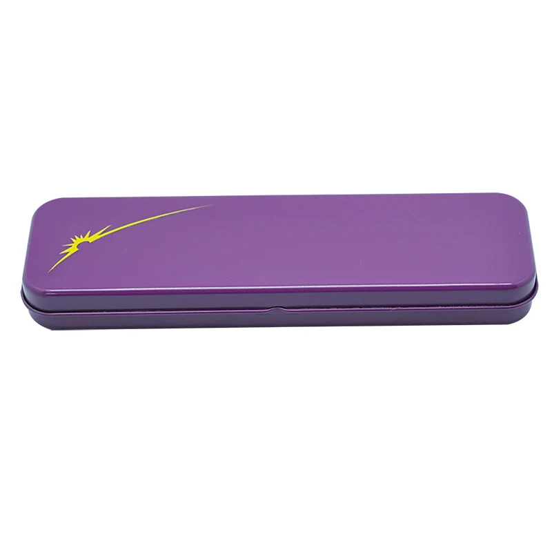 Colorful rectangle metal printed tin pencil case with hinge
