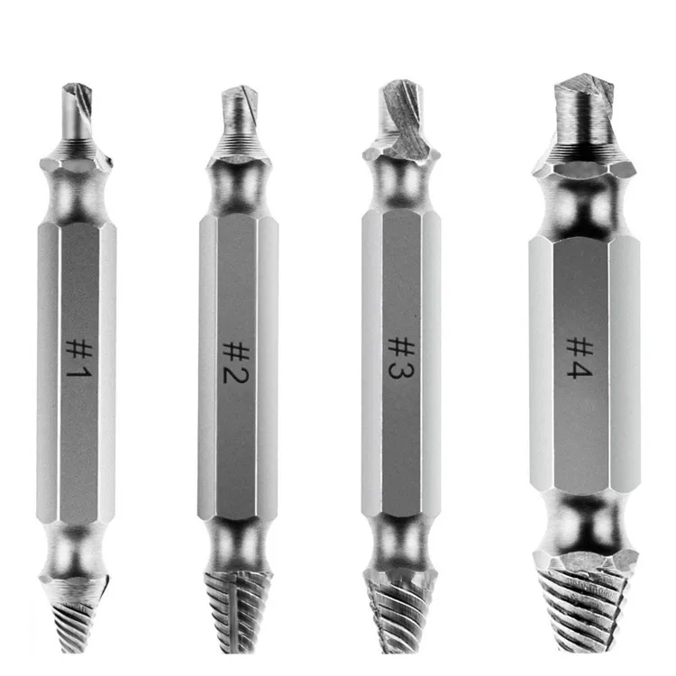 STQCQ 4pcs Damaged Screw Extractor Drill Bits Guide Set Broken Speed Out Easy out Bolt Stud Stripped Screw Remover Tool
