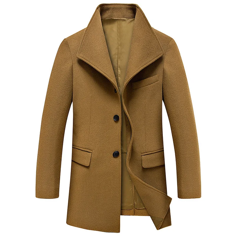 ONTBYB Mens Lined Stand Collar Winter Single Breasted Sherpa Parkas Pea Coat