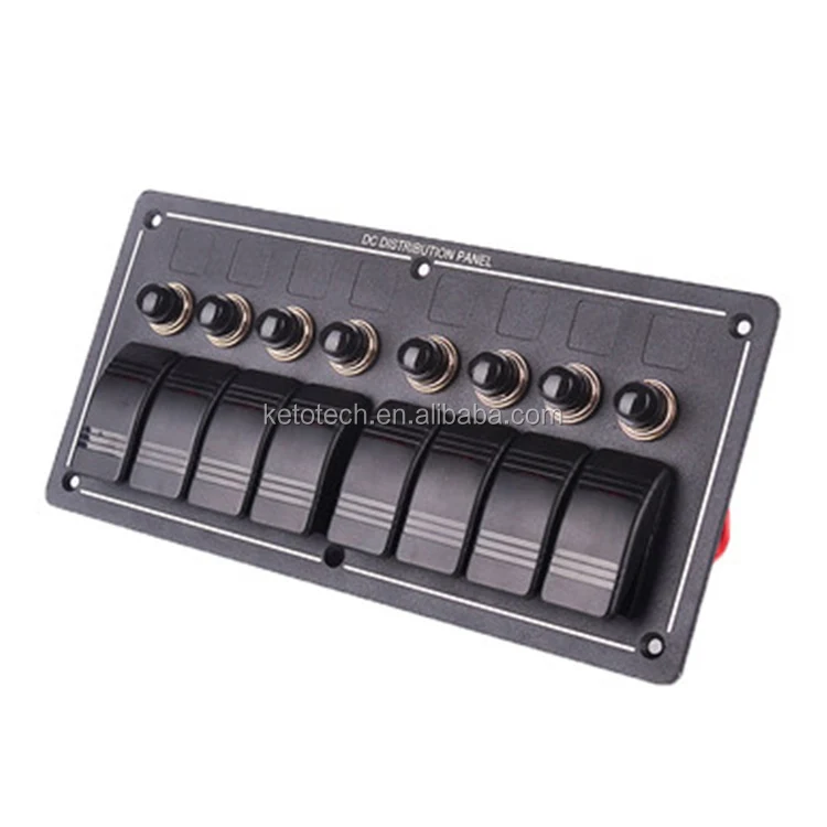 Aluminum 8 Gang Electrical 12v 24v Dc Rocker Switch Distribution Panel