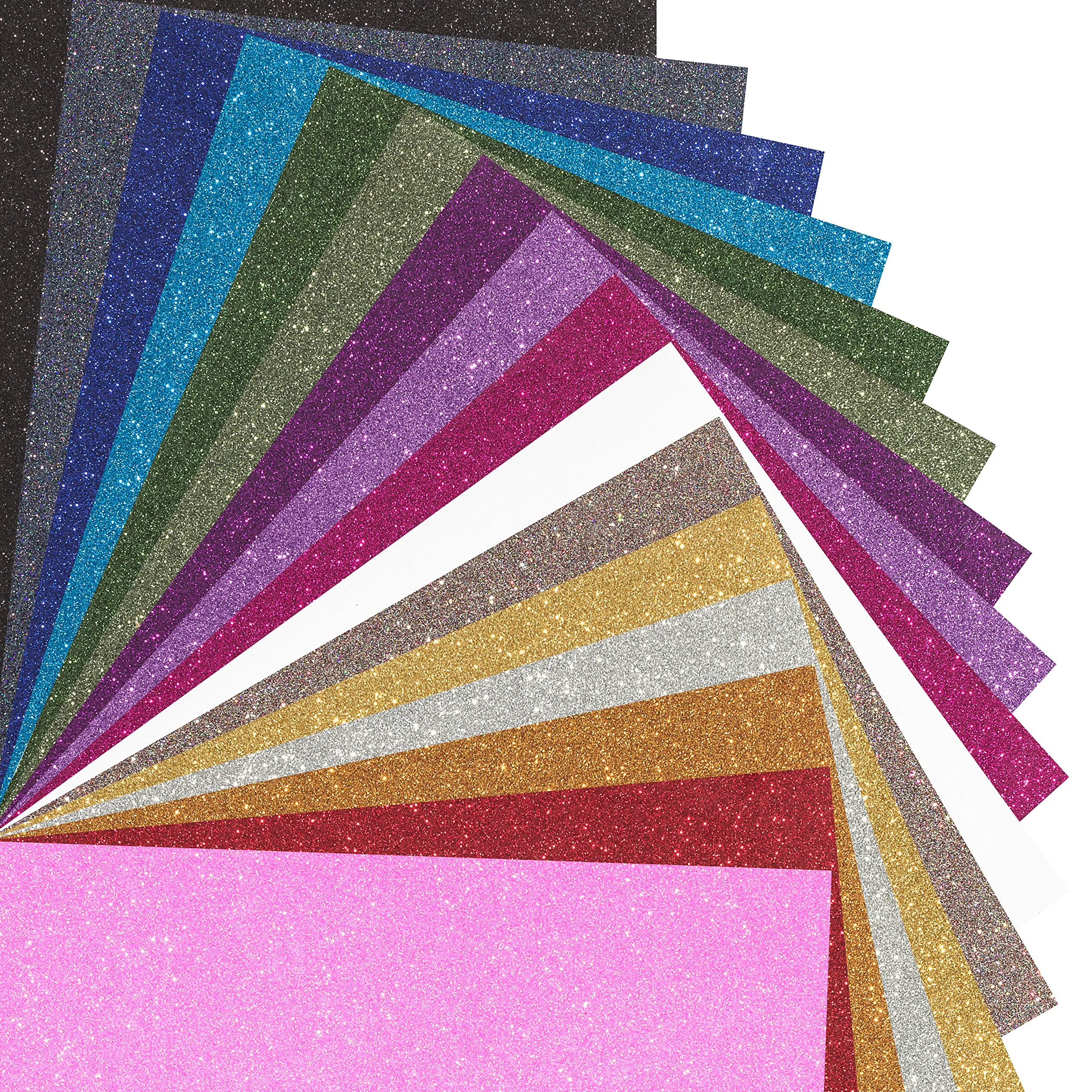 MAREA Premium Glitter Heat Transfer Vinyl (HTV) Sheets - 16 Color Bundle Pack, multi-colors, Vinyl Heat Transfer, HTV Bundle for T-shirts & Iron On, Silhouette Cameo, Heat Press & Cricut Machines