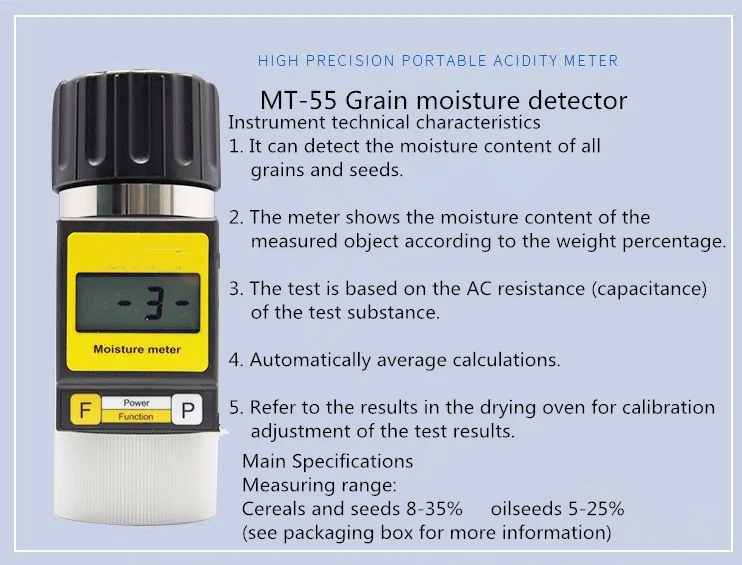 Portable Grain Moisture Tester,Food Moisture Meter Mt-55 - Buy Portable ...