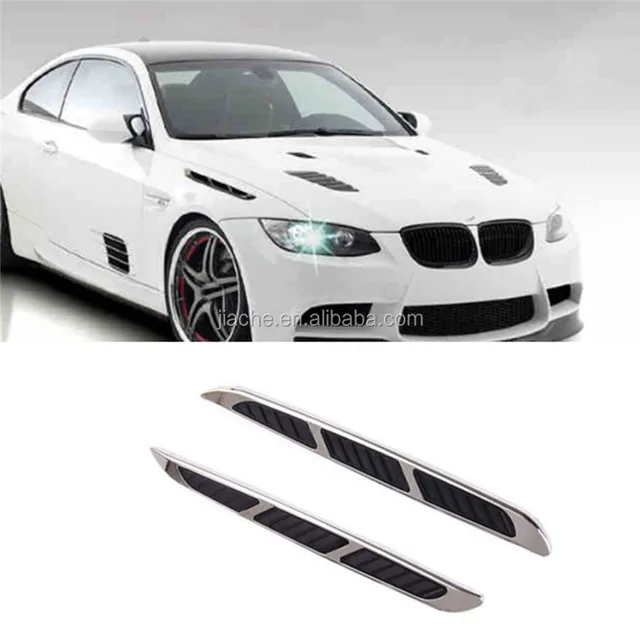 2*3D Sticker Car Chrome Grille Shark Gill Simulation Air Flow Vent Fender Decal