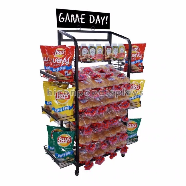 Floor Advertising Equipment Candy Food Store Metal Commercial Potato Chip And Snack Display Rack