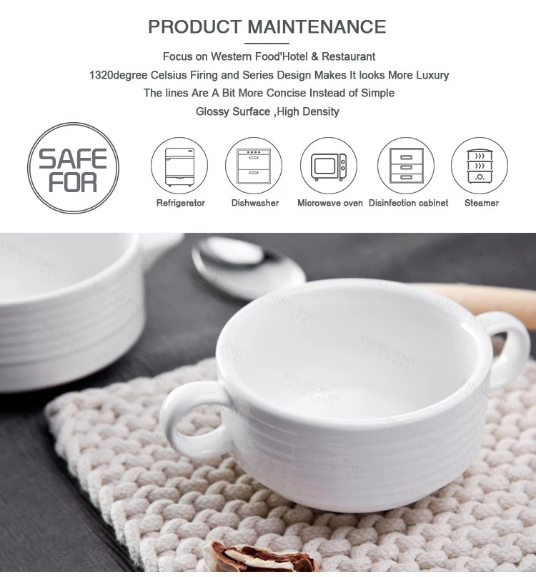 Bulk 7oz Porcelain Corn Soup Cup 200cc Ceramic Soup Bowl With Two