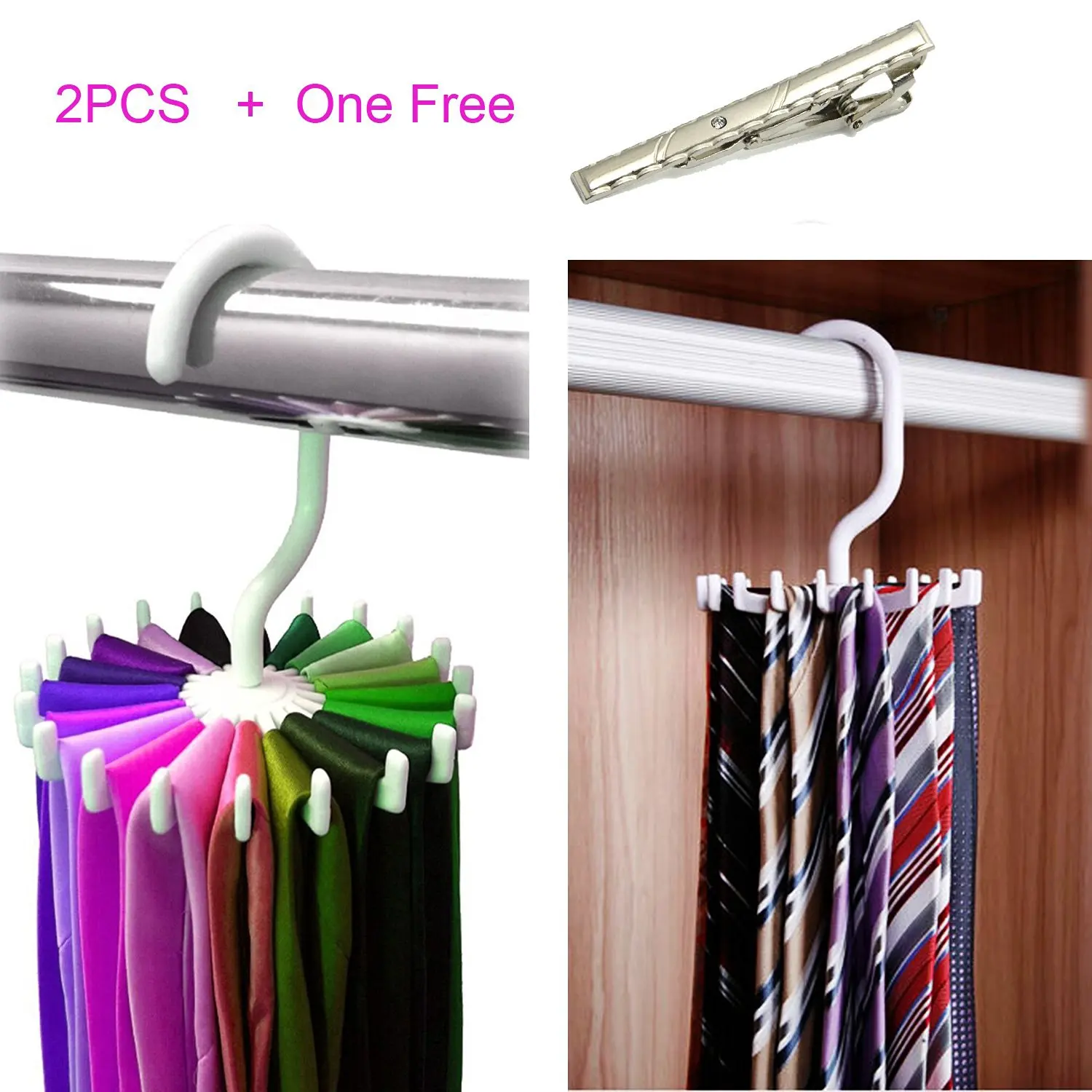 2 Pack 360 Degree Rotating Twirl Tie Rack Hanger Organizer 2 Pack 360 Degree Rotating Twirl Tie Rack Hanger Organizer Adjule Belt Scarf