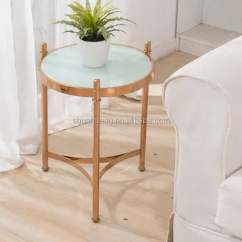 Living Room Sofa Side Small Round Coffee Table Gold Finishing Glass Top End Table Buy End Table Small Round Coffee Table Gold Coffee Table Product On Alibaba Com