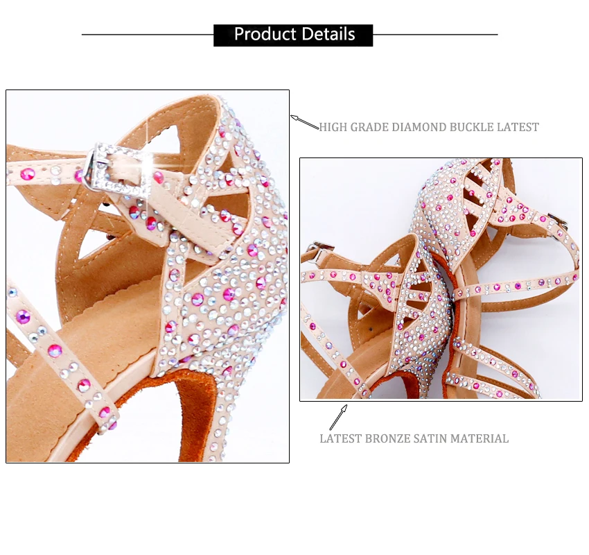 Women Fashion Shoes Salsa Dance Party  Women Latin Dance Shoes Big Small Rhinestone Brilliant Shoes