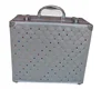 Silver diamond pattern PVC makeup box with trays RZ-SC-047