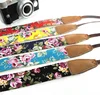Wholesale Vintage Flower Cotton Fabric Camera Straps With Genuine Leather Ends