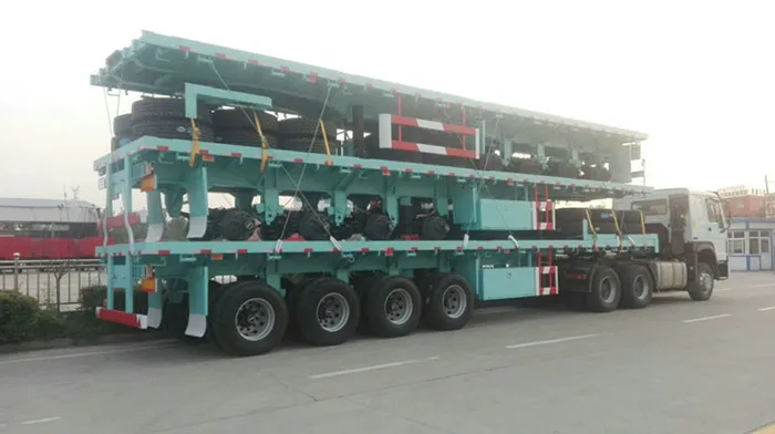 3 Axle 20/40FT Flatbed Container Truck Semi Trailer for Cargo Transportation