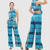 Fashion Ladies Plaid Tops & Pants Casual 2019 Summer outfits women clothing two pieces set
