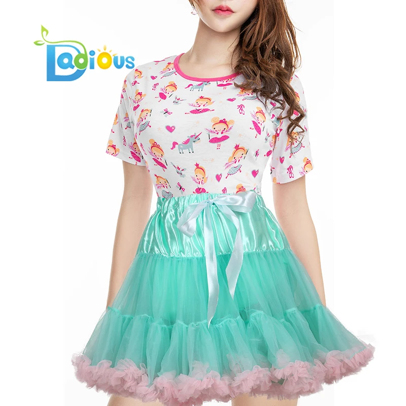 Ddlg Women Coloful Petticoat Adult Baby Dress Girl Half Slip Tutu Skirt