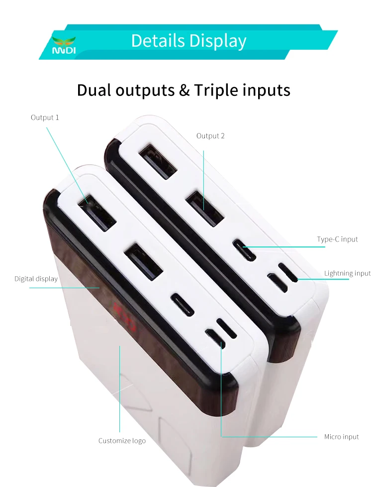 2019 New Arrival high capacity 20000mah power bank LCD screen power bank for iPhone 8 for Samsung - ANKUX.COM