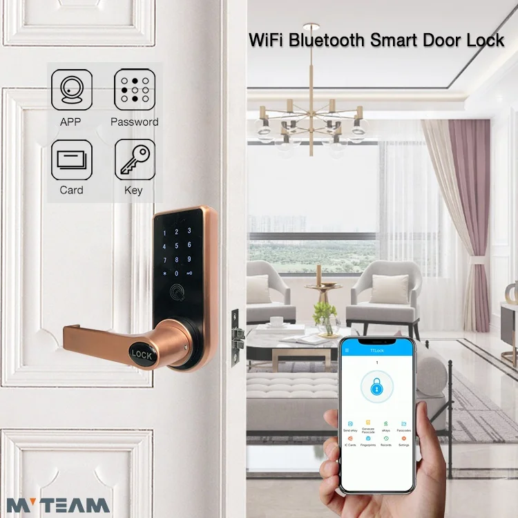 Smart Bedroom Door Lock Password Card Digital APP Bluetooth Unlock American Door Lock With American Standard Deadbolt