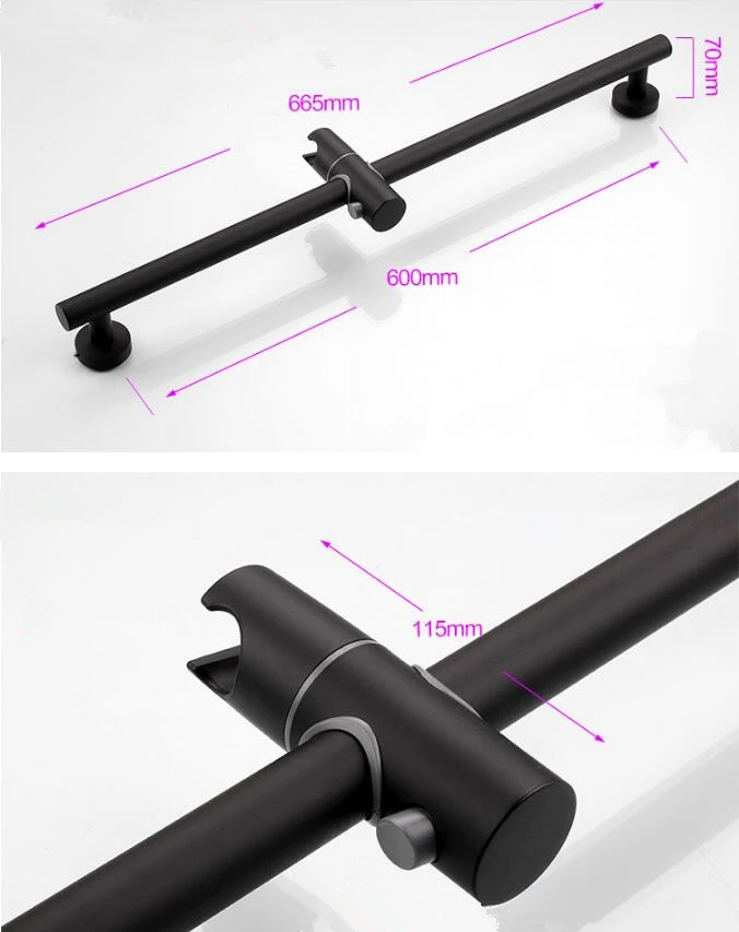 Shower Accessories Adjustable Matte Black Slide Bar Wall Mounted Shower