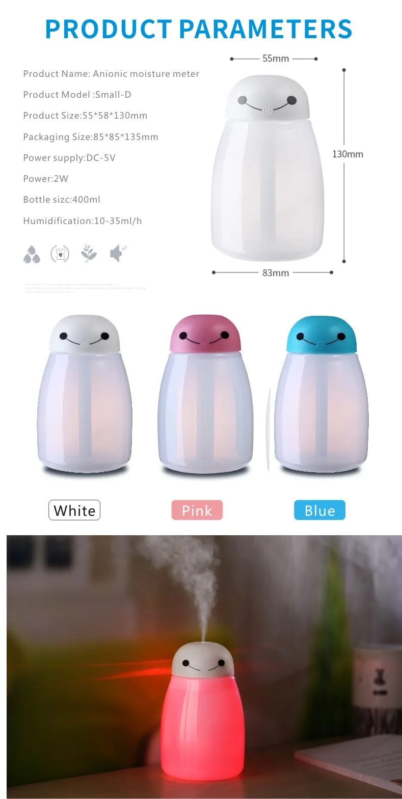 Agq Korean Small Cool Mist Usb Mini House Air Car Aroma Diffuser